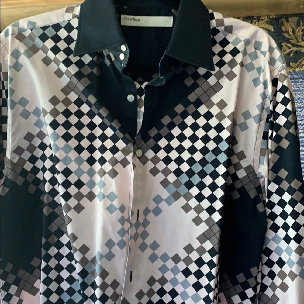 Perry Ellis 100% Cotton LS  Club Shirt #22